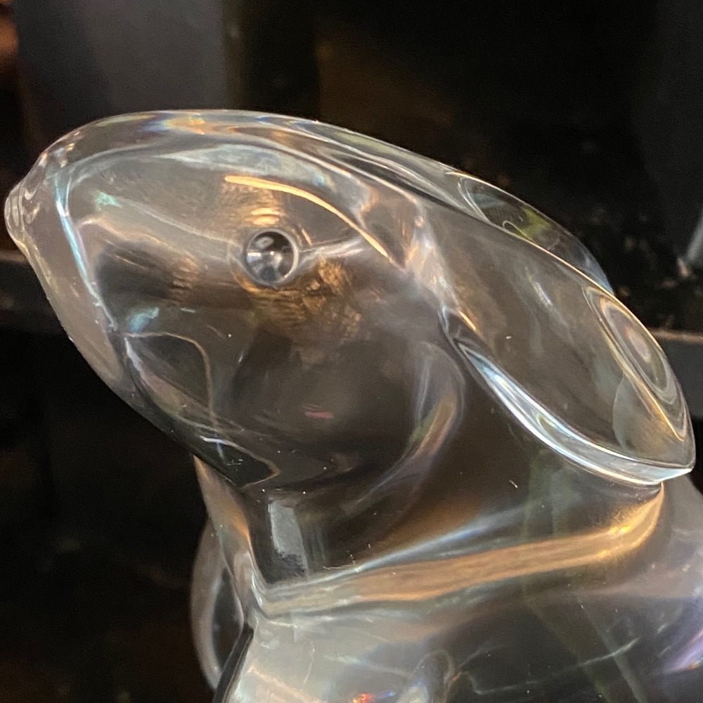 Baccarat‎ Crystal Sitting Rabbit Figurine Clear Glass French Paperweight Signed